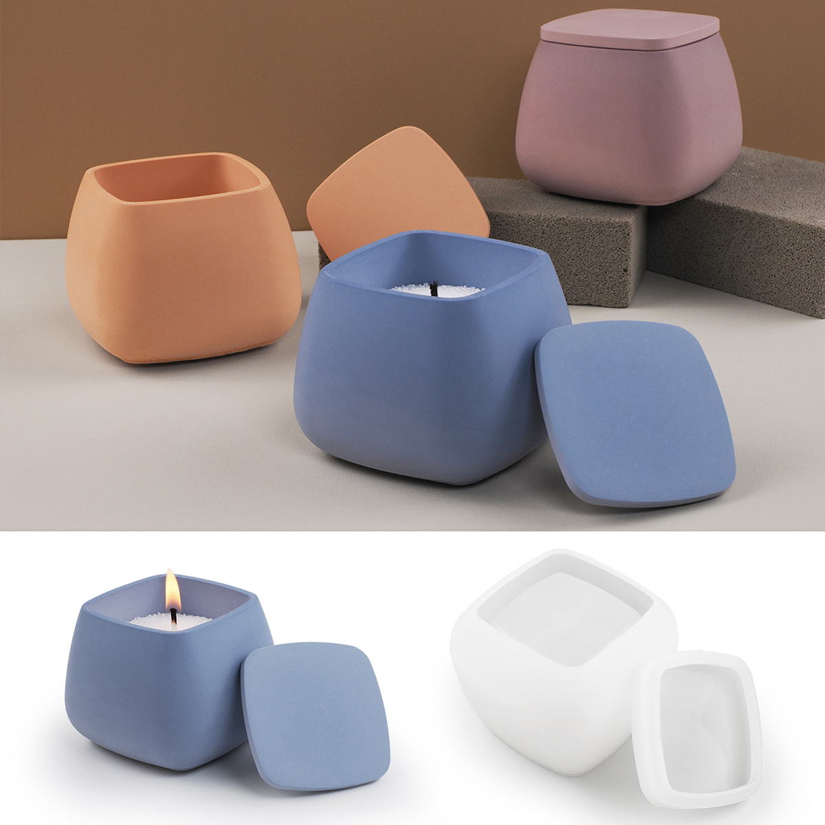 Kraft Box Candle - Stoples lilin persegi cetakan silikon DIY